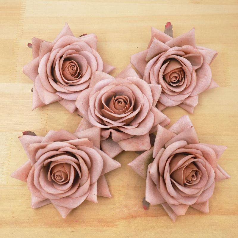 

5 шт. 10 см Искусственный цветок Шелковая Большая Головка Розы Свадебный Фон Домашний Декор Рождество DIY Венок Скрапбук Свадебное Украшение глубокая кофе