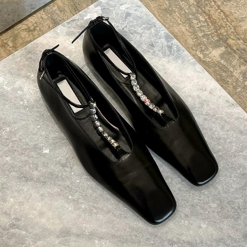 

Лето 2025 Новые Черные Женские Туфли Мэри Джейн Квадратный Носок Плоский Т-образная Пряжка Цепочка со Стразами Элегантные Платье Женские Мелкие Одинарные Туфли 40 чёрный