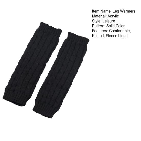 Fleece Lined Leg Warmers Women Knitted Long Boot Socks Winter Solid Color Knee-High Thick Calf Warmers for Daily Wear Skating