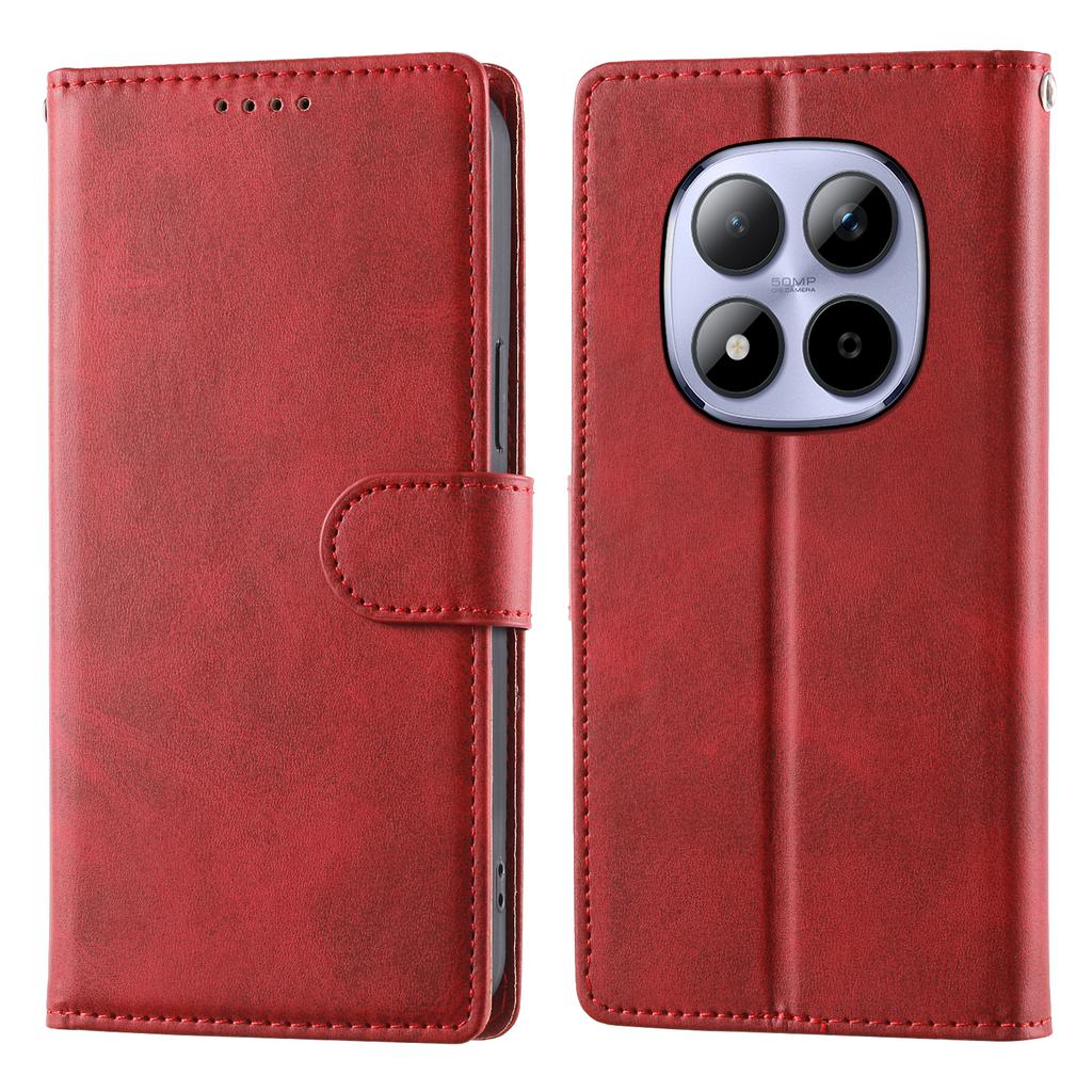 For Xiaomi Redmi Note 15 Pro 5G (Global) Case Stand Wallet Calf Texture PU Leather Flip Phone Cover with Wrist Strap