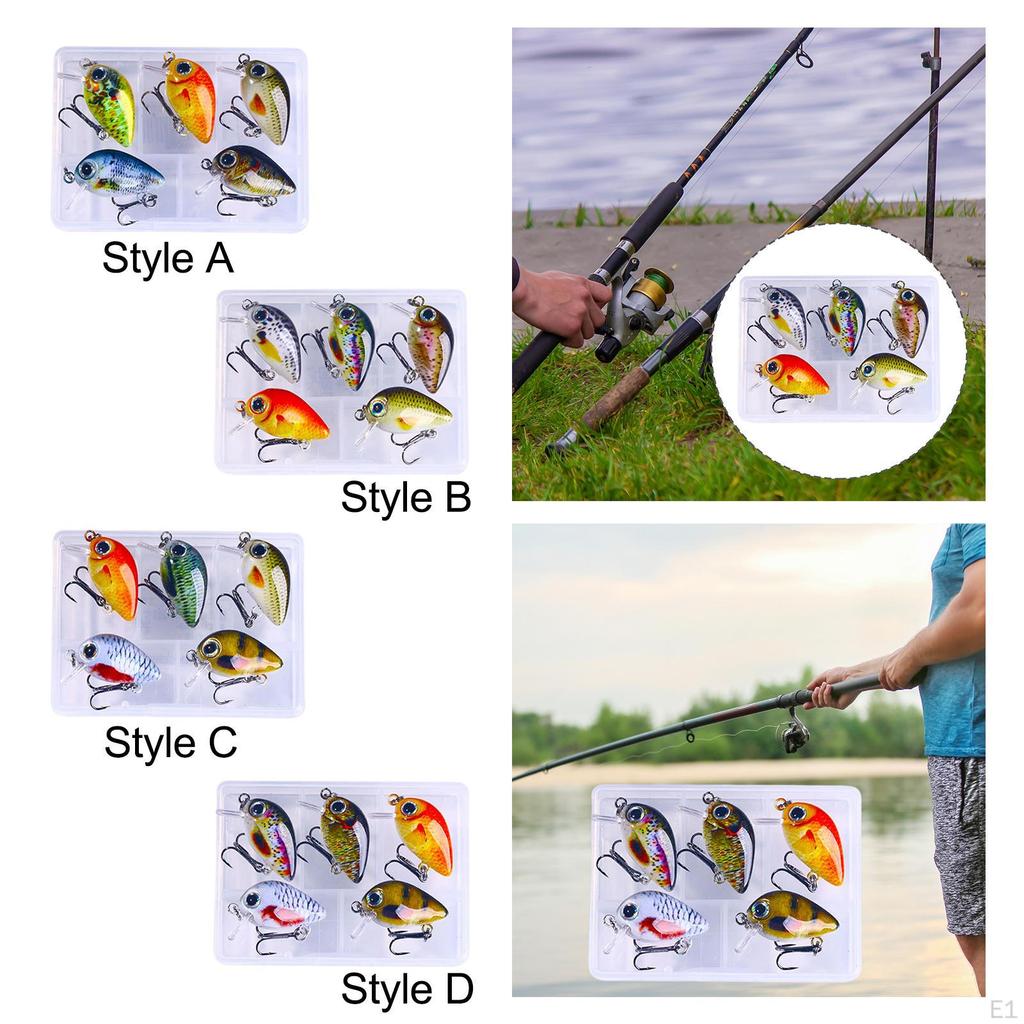 5 Mini Crankbait Fishing Lures 1.5g with Box Artificial Baits Lifelike Swimbait for