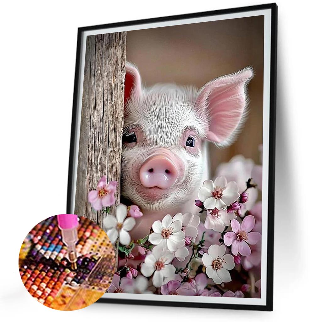 Maialino Rosa Full DIY 5D Pittura Diamante con Perline Rotonde per Adulti Decorazione Casa Pittura Diamante Gem Art 30x40cm