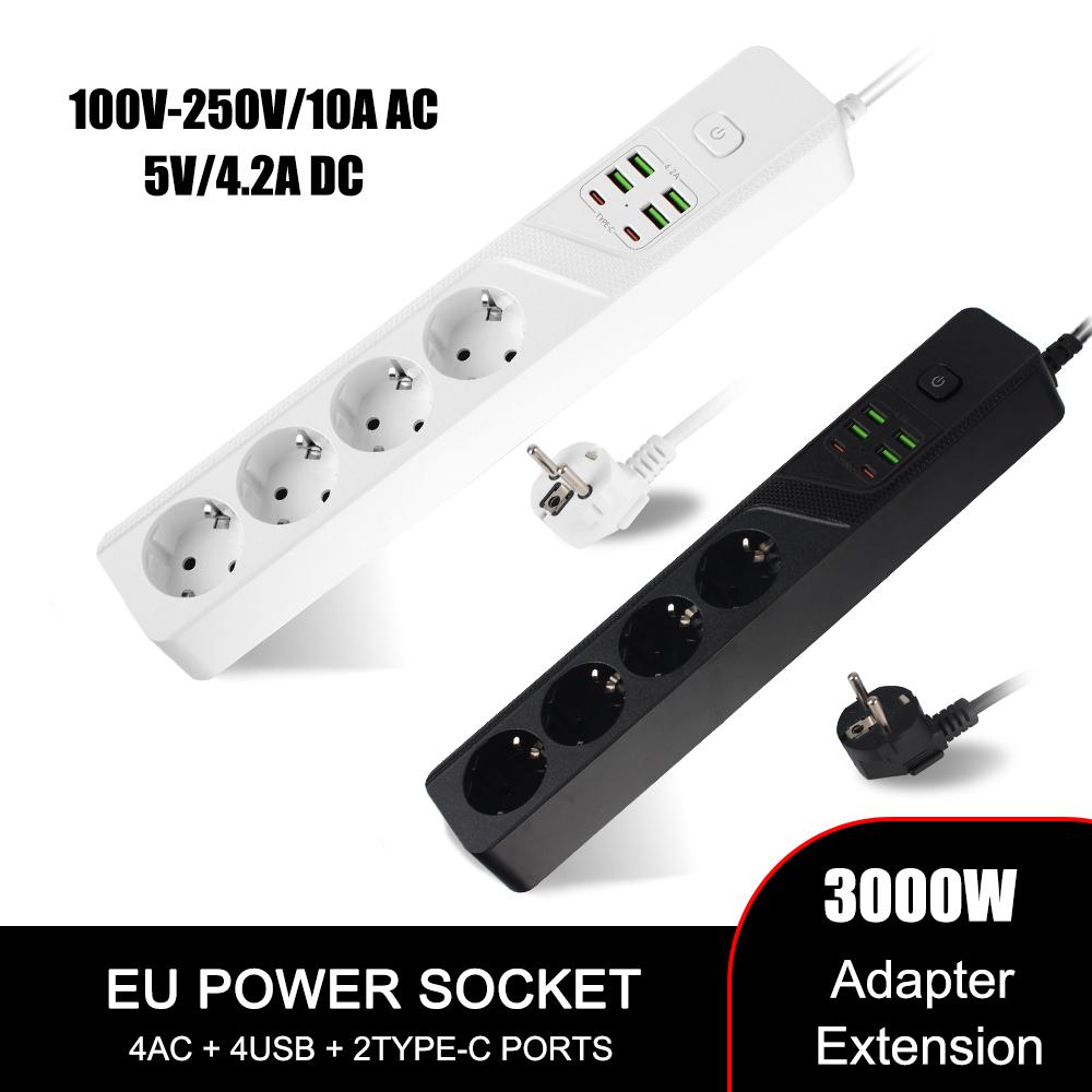 

5 В/4,2 А USB Type-C адаптер для зарядного устройства 4 порта розетка переменного тока 100 В-250 В 10 А розетка офисная плата расширения