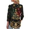Women's Fashionable Casual Christmas Printed V-neck Top