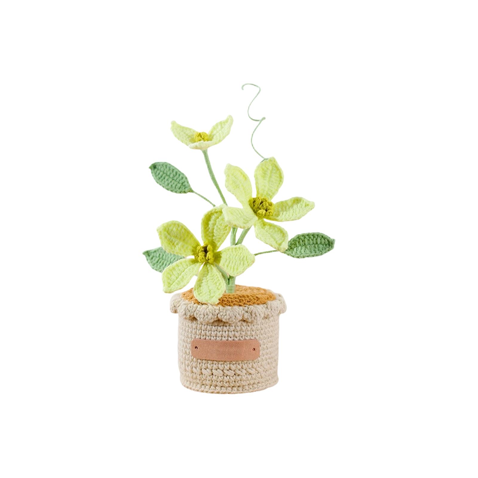 

Handmade Crocheted Clematis Potted Plant – Exquisite Knitted Artificial Flower For Home Decor & Thoughtful Gift One Size жовтий
