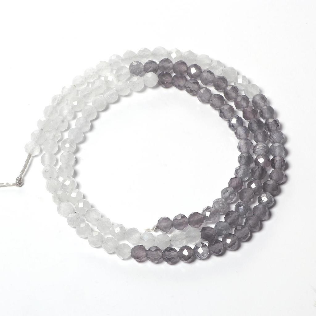 Perles rondes en pierre de cristal œil de chat, 1 brin de 2mm 3mm, dégradé à facettes, pour la fabrication de bijoux, artisanat fait à la main(Taille:2 mm environ 190 pièces 3 mm environ 124 pièces)