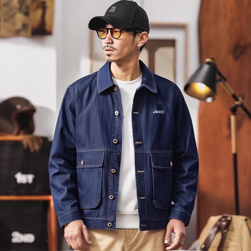 Jeep Men's Fashion Big Pocket Denim Jacket