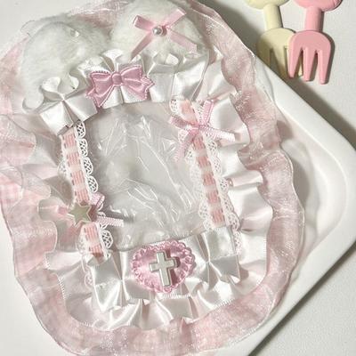 Kawaii Kpop Fotokartenhalter Sweet Lolita Stil Schleife Fotokartenschutz Idol Foto Ausstellungsbox Spitze Fotokartenhülle Geschenke