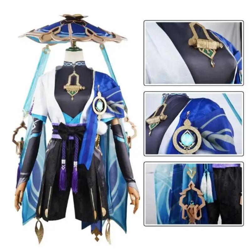 Genshin Impact Scaramouche Wanderer Cosplay Costume Halloween Balladeer Kunikuzushi Bucket Hat Costume Wig Cos Sumeru Anemo Suit