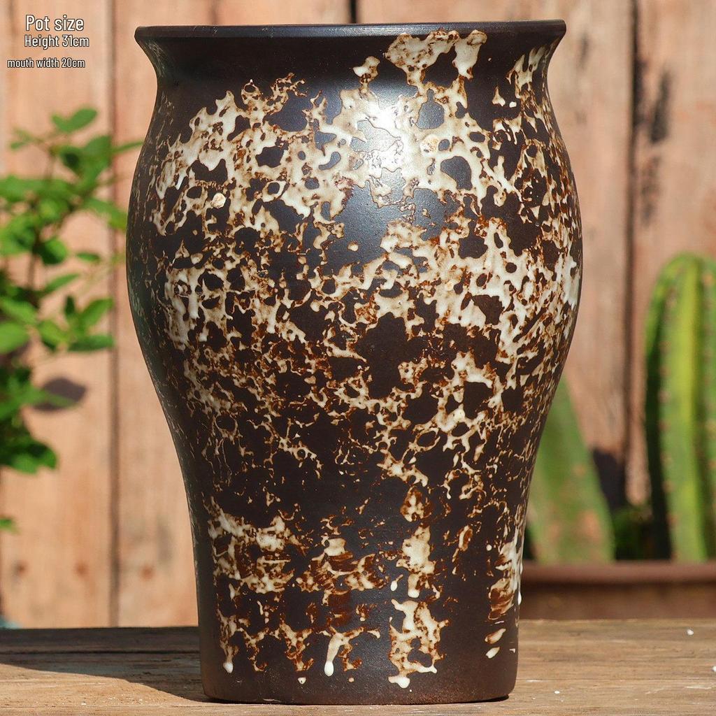 Handmade Large Ceramic Pot for Succulents & Orchids - Breathable, Coarse Pottery Bonsai Planter