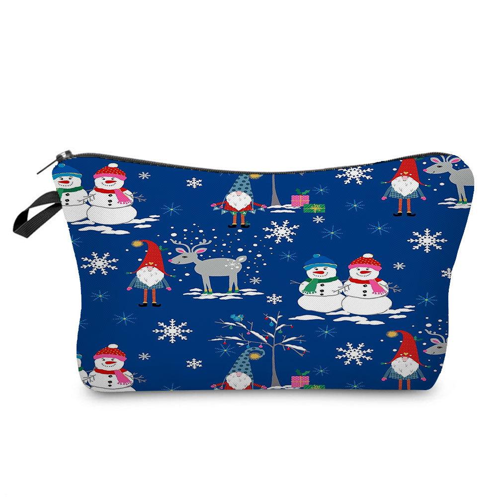 Women Snowman Print Cosmetic Bag Toiletries Organize Travel Storage Case 6766