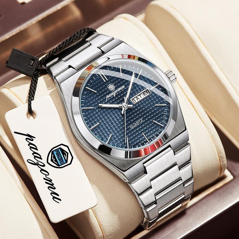 Business Men Wristwatch Waterproof Stainless Steel Man Watch Luminous Date Week Fashion Men's Quartz Watches