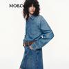 MO&Co. 2025 Autumn Faux Two-Piece High-Waist Denim Dress