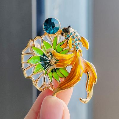 Broszka Carp Leap Longmen damska wysokiej jakości emalia kolor wykwintna luksusowa szpilka osobowość temperament marynarka akcesoria