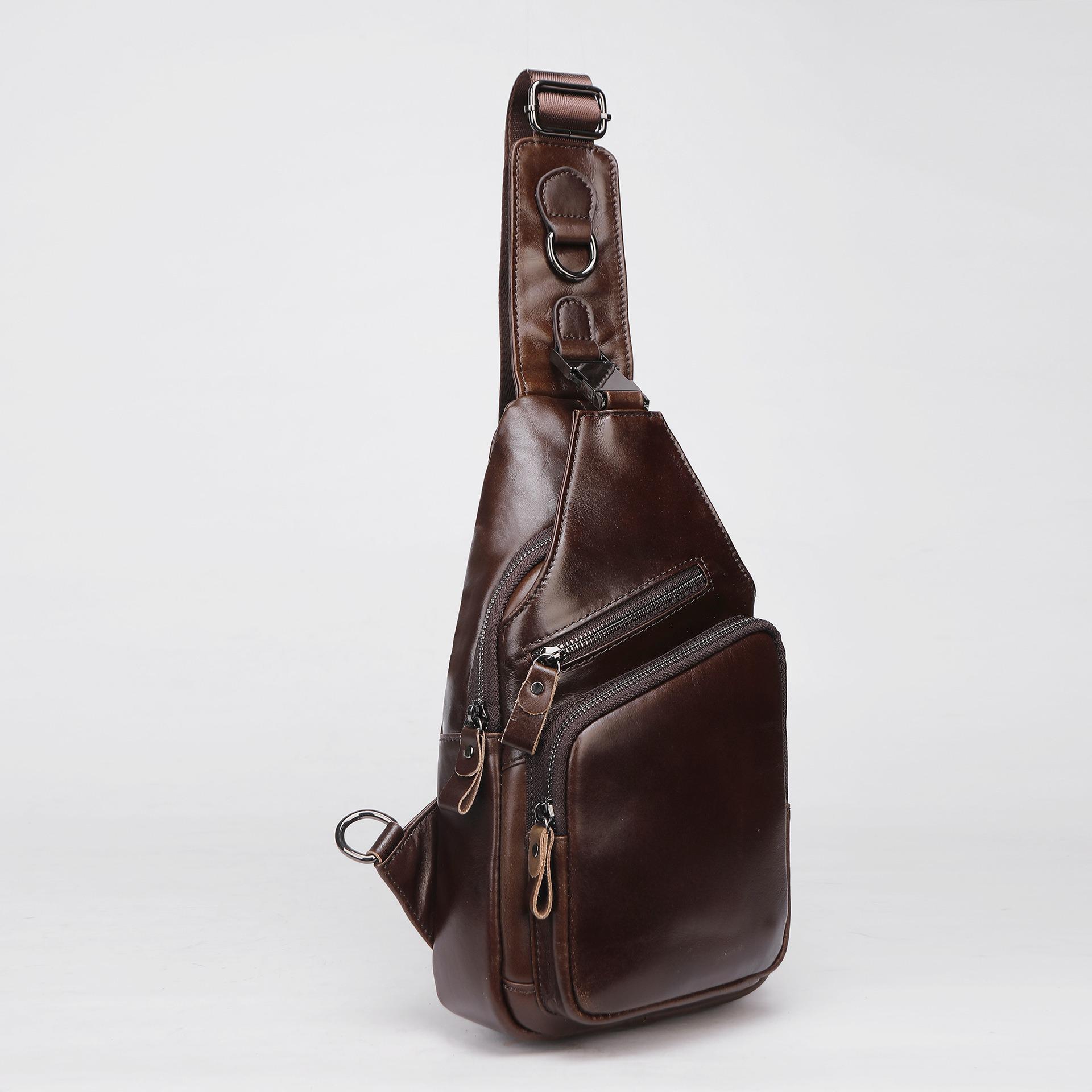 

Мужская высококачественная нагрудная сумка из натуральной кожи - повседневная модная сумка-мессенджер из коровьей кожи