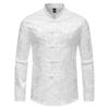 Men Chinese Style Vintage Shirt Mens Tops Tang Suit Fashion Solid Traditional Long Sleeve Stand-Up Collar White Shirt