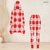 Women Plus Size Two Piece Set Hooded Long Sleeve Plaid Printed High Low Top And Fitted Pants