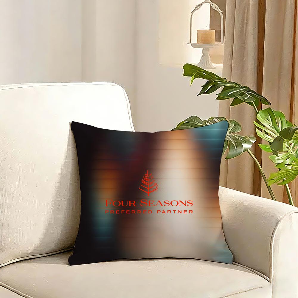 Four Seasons Hotel Cushion Cover Reversible Plush Pillow Cover Soft Fluffy Home Decor for Sofa Bedroom