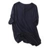 V-Neck Batwing Sleeve Women's Casual Solid T-Shirt - Spring/Summer Korean Plus Size