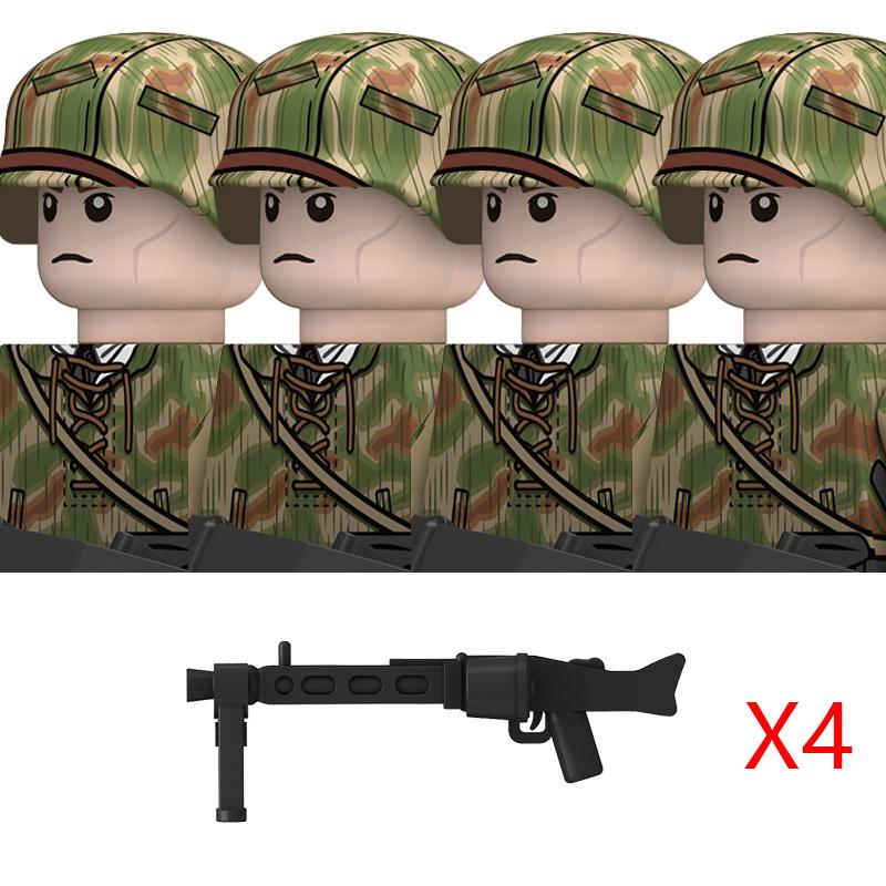 Non-Toxic Ww2 Military German Soldiers Figures Building Blocks 43 Type Swamp Camouflage Army Infantry Helmet Weapons Bricks Toys For Kids
