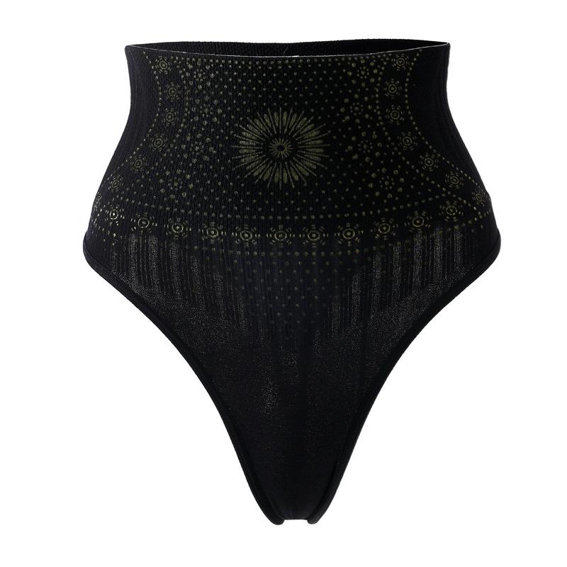 

High Waist Sun Pattern Thermal Tummy Control Anti Roll Hip Lifting Body Shaping Briefs S чёрный