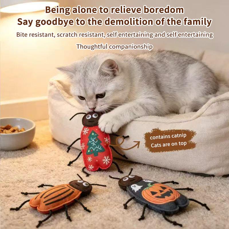 Katzen-Spielzeug zum Jagen, Knabbern, Katzenminze, Filz, Kakerlake, Interaktiv, Zahnpflege, Kätzchen-Spielzeug, Bissfest, Zähne schleifen, Katzen-Spielzeug Zubehör