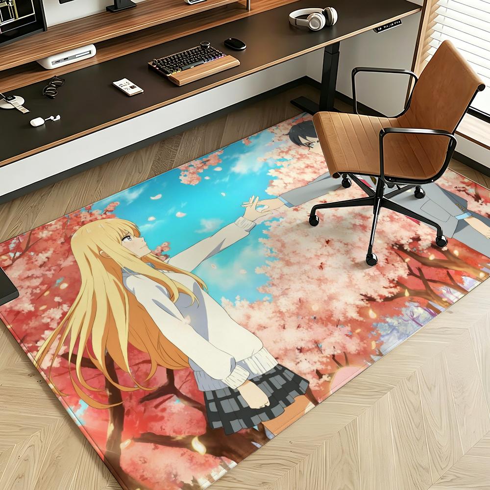 Anime Y-Your Lie In A-April Floor Mat Soft Flannel Floor Mat Suitable for Entryways, Living Rooms, Bedrooms, and Bathrooms