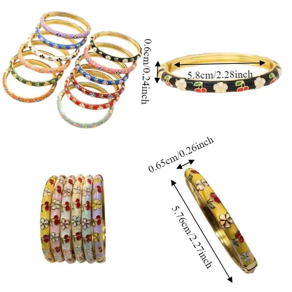 Hawaiian Enamel Vintage Cloisonne Bangle Traditional Chinese Chinese Flower Bangle Classic Ethnic Women's Hand Bracelet Ladies