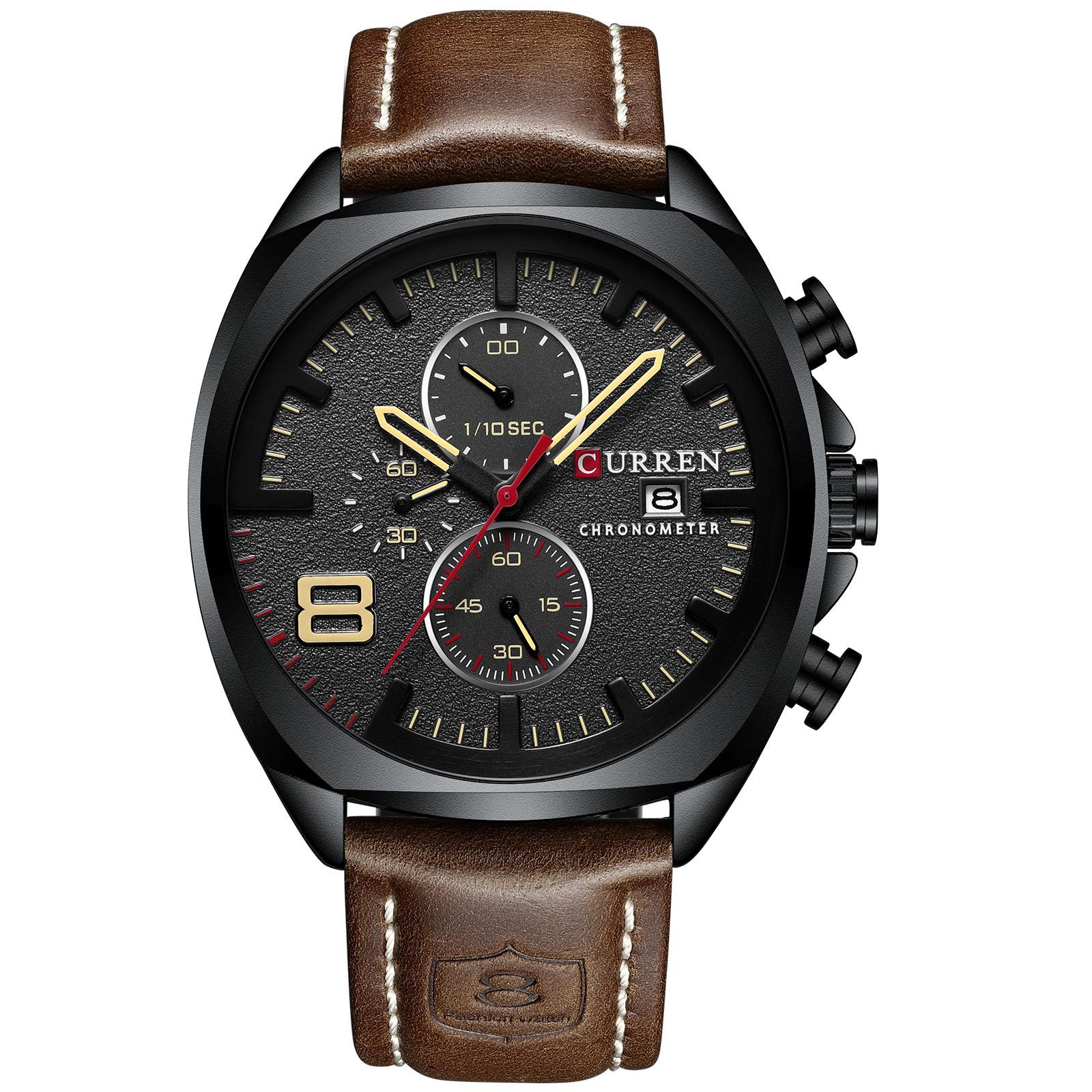 

Curren 8324 Men s Waterproof Leather Strap Six-Hand Calendar Watch