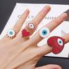 5Pcs Heart Enamel Evil Eye Open Band Women Rings Exaggerated Fashion Jewelry