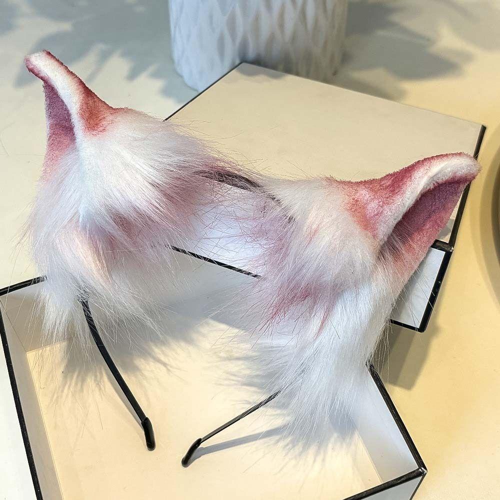 Flexible Cosplay Ears Hair Hoop Gradient Color Handmade Animal Headband Festival Gifting