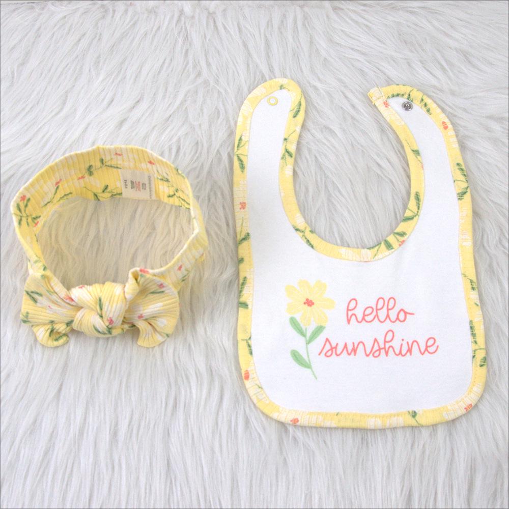 4-Piece Baby Girl Set: Headband, Bodysuit, Socks, Pants (0-3M)