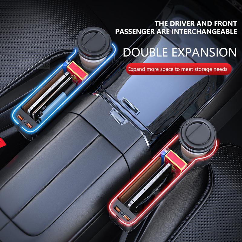 Organizér do mezery autosedačky Úložný box Kapsa Multifunkční Pro Volvo S60 S90 XC40 XC60 XC90 V60 V90 se 2 USB nabíječkami Barevné LED
