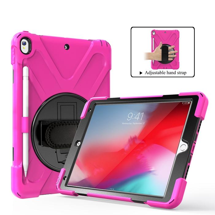 Custodia per Tablet con Cavalletto per iPad Air 3 2019 / Pro 10.5 2017 Cinturino a Mano Portapenne Robusta Armatura Ibrida Antiurto Copertura con Supporto