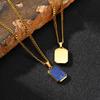 Vnox Rectangular Blue Stone Pendant Necklace for Men, Stainless Steel Casual Jewelry Accessory Father's Day Anniversary Gift NEW