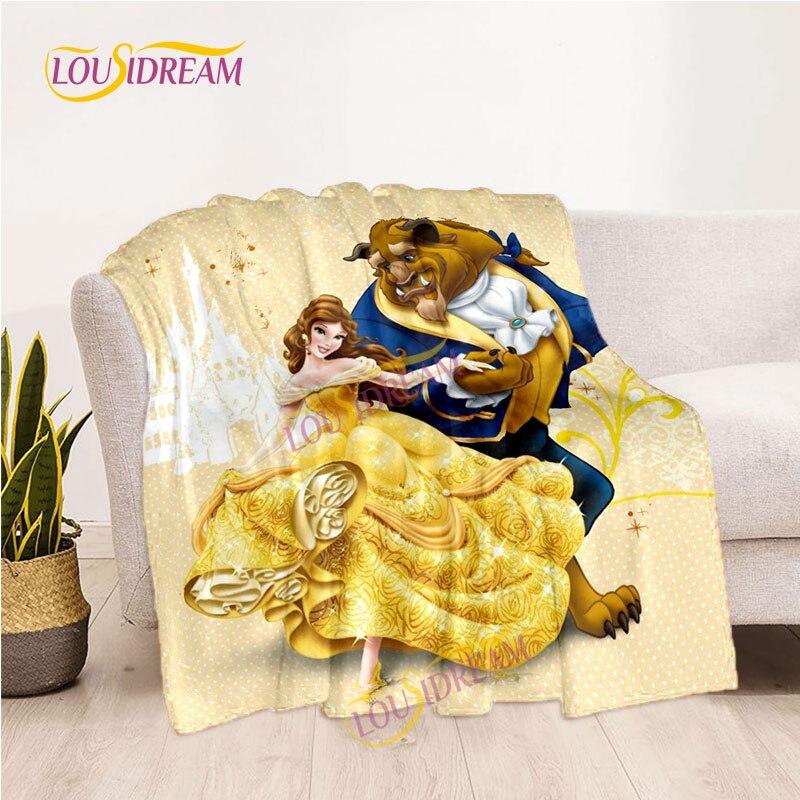 Märchendecke, Picknickmatte, Die Schöne und das Biest, Flanelldecke, Wohnzimmer-Schlafsofa, warme Decke, weiche Decke für Mädchen und Kinder