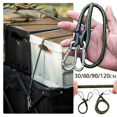 New Outdoor Climbing Buckle Elastic Rope 8mm Thick 30/60/90/120cm Cord Luggage Binding Strap Tent Rope Hook Camping Clotheslines