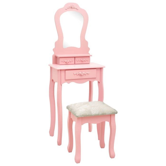 VidaXL Ensemble de coiffeuse avec tabouret Rose 50x59x136 cm Paulownia