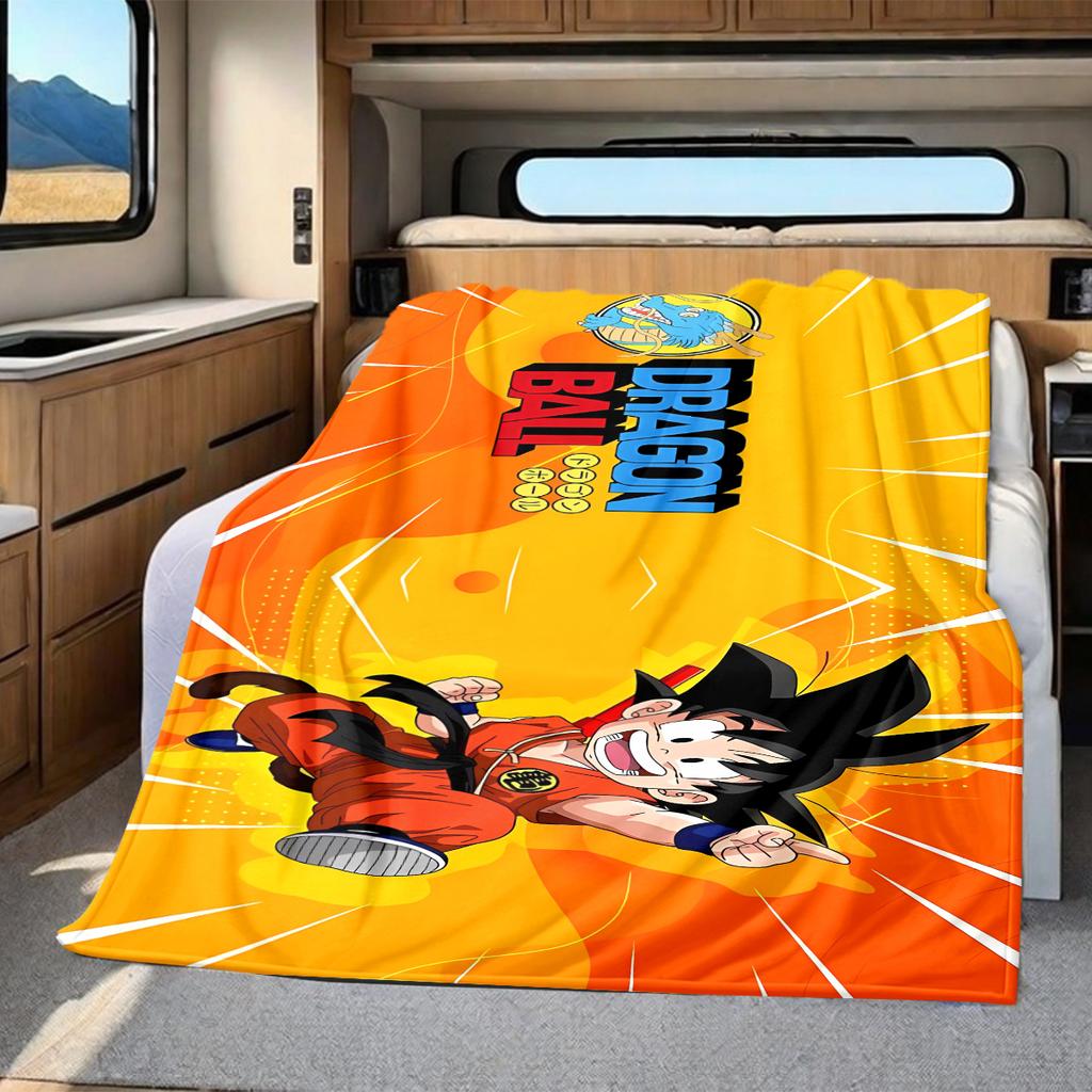 1 ks flanelová deka s potiskem Son Goku, Vysoce kvalitní pro všechna roční období, Domácí dekorace, Teplo a pohodlí, Perfektní jako vánoční dárky
