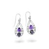 Amethyst 925 Sterling Silver Dangle Earrings: Floral Design