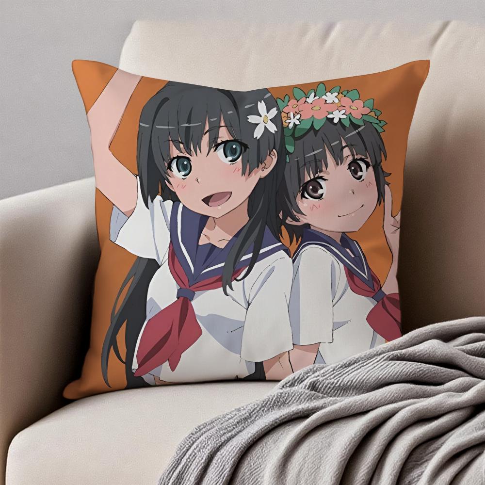 Hot SciFi Anime AA Certain Scientific Railgun Cushion Cover Pillowcase Antidustmite Invisible Zipper Short Plush Sofa Cushion