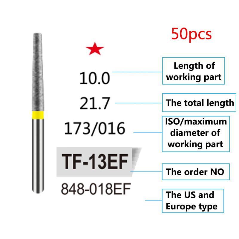 50Pcs Dental Diamond Burs Drill FG 1 6Mm For High Speed Handpiece Denspay Polishing Whitening Lab Material