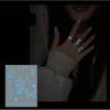 1/6 Sheets Blue Luminous Glow Tattoo Sticker Waterproof Temporary Finger Wrist Body Art False Butterfly Tattoo