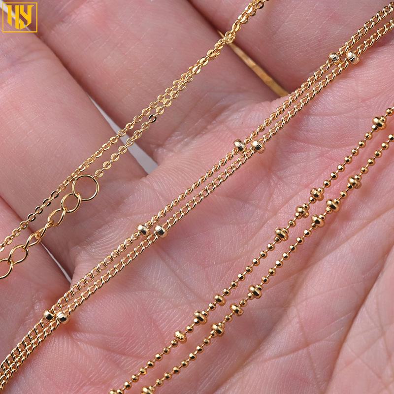 Copper-Plated 24K Gold Necklace with O-ring, Cuban, Beaded, Cross Chains & Vacuum Electroplated Jewelry Accessories