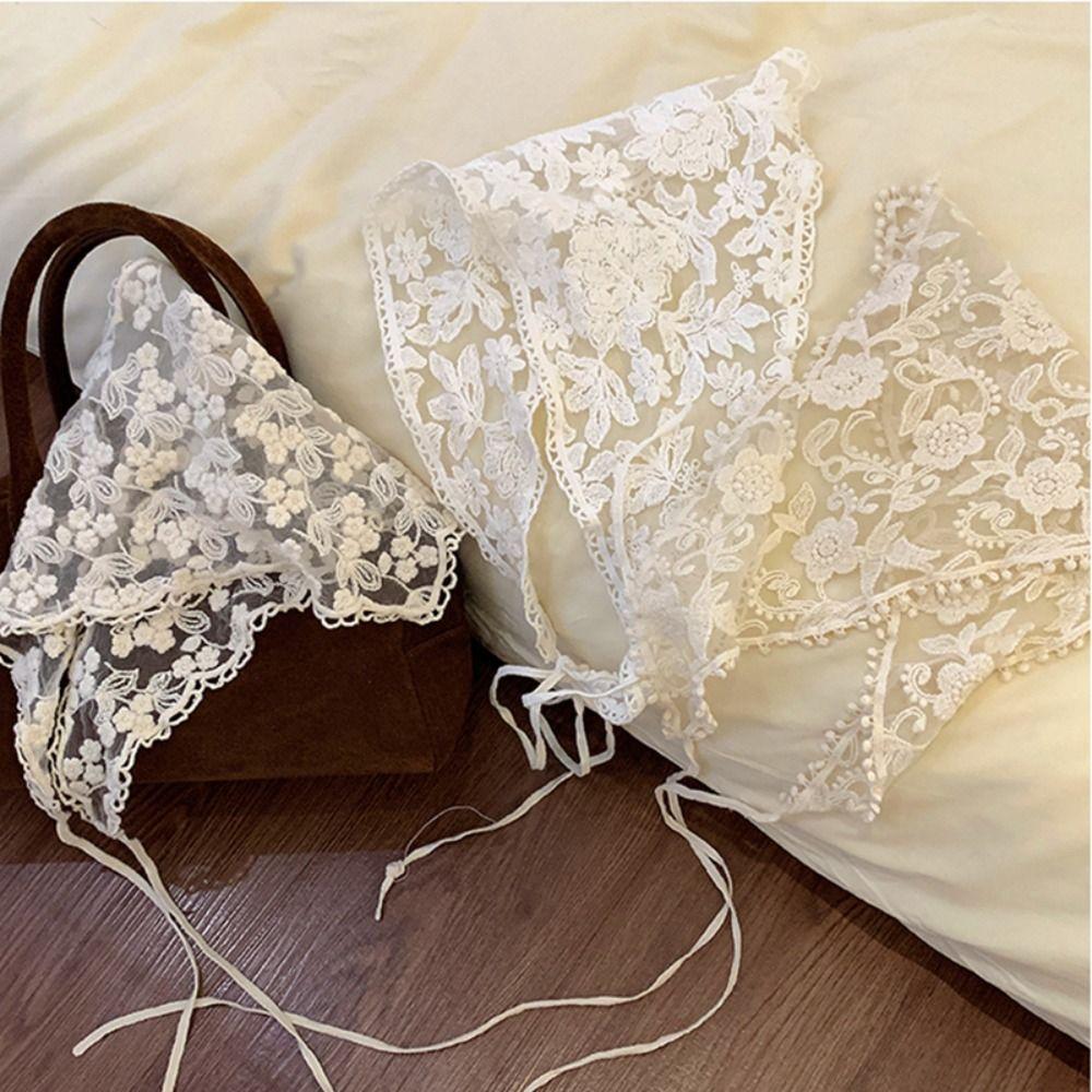 Turban Triangle Bandana Countryside Style Triangle Scarf Cute Lace Hair Scarf Girls