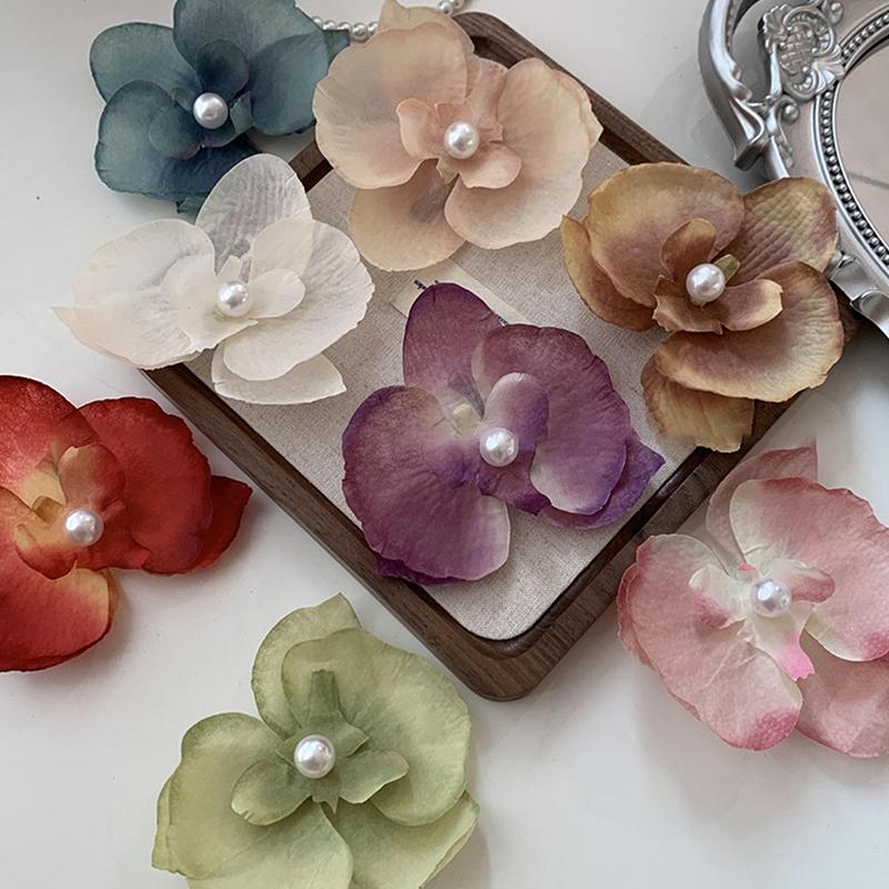 2024  Butterfly Orchid Flower Hair Clip Girl Hairpin Seaside Vacation Headwear Hair Accessories Side Clip Hair