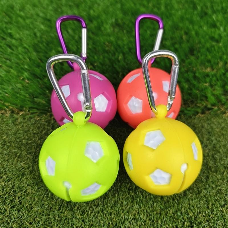Silicone Golf Ball Holder Protective Bag with Aluminum Hook Golf Ball Storage Sleeve Waist Holder Golf Accessories