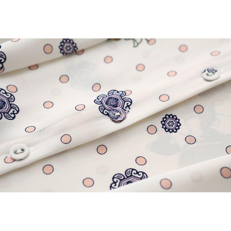 Export Export Tail Order High Quality Fresh V-neck Chiffon Shirt Loose Slim Looking Plus Size Ladies Plus Size Shirt Spring & Fall Women