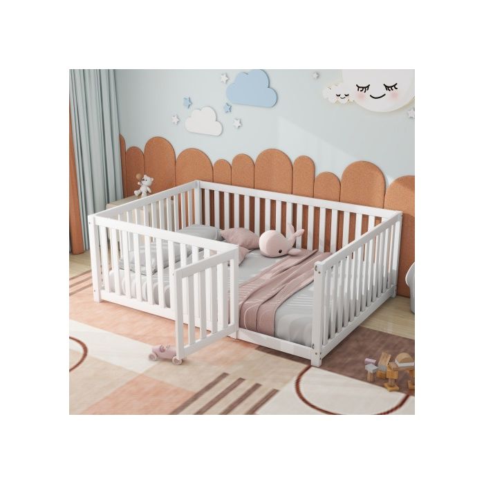 Letto per bambini - MUVOE - 140 x 200 cm - Legno massello - Bianco - Montaggio facile bianco