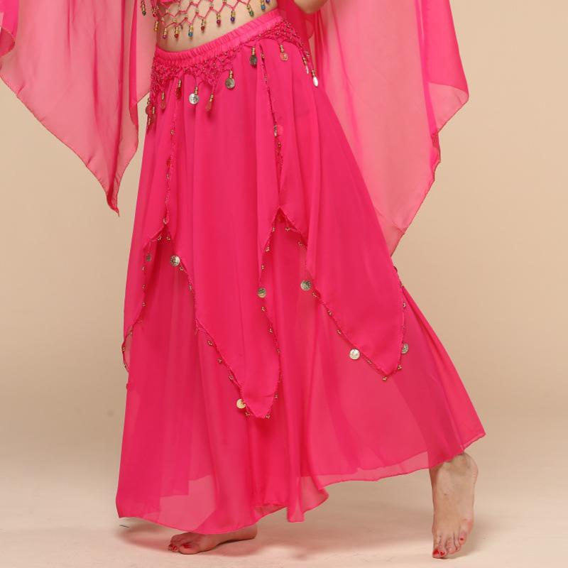 

Шифоновая юбка для танца живота - Костюм для тренировок и выступлений по индийским танцам One Size розы красного